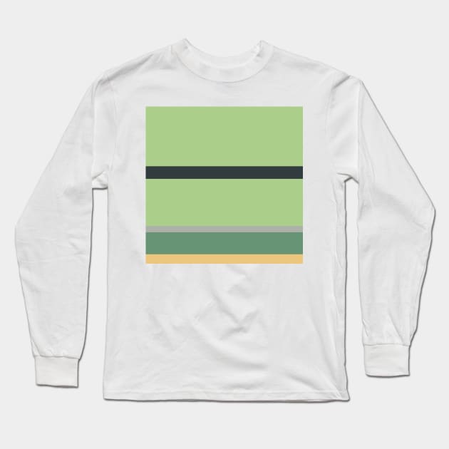 An admirable variety of Greyish, Charcoal, Slate Green, Pale Olive Green and Sand stripes. Long Sleeve T-Shirt by Sociable Stripes